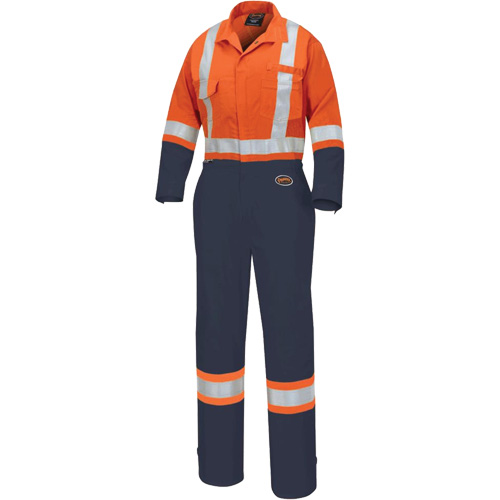 5514WBB Combinaisons de s&eacute;curit&eacute; pour femmes 2 tons, T-petit, Orange haute visibilit&eacute;/Bleu marin Chandler Sales