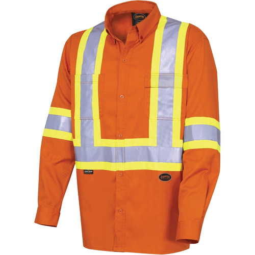 4441 Chemise de s&eacute;curit&eacute; &agrave; manches longues ultra respirante, Coton, Petit, Orange haute visibilit&eacute; Chandler Sales