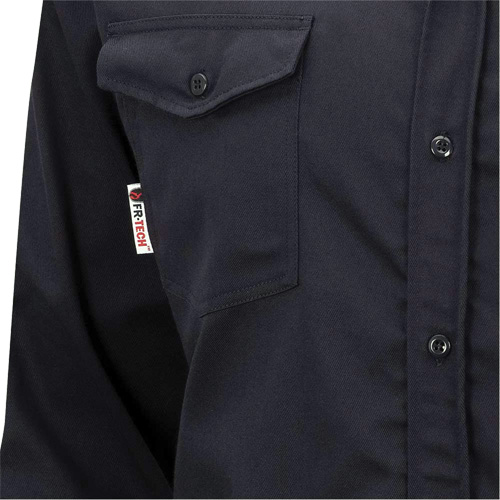 7742 FR-Tech&reg; Flame-Resistant Safety Shirt, Small, Navy Blue Chandler Sales