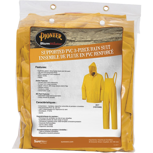 577 3-Piece Rain Suit, Polyester/PVC, 6X-Large, Yellow Chandler Sales