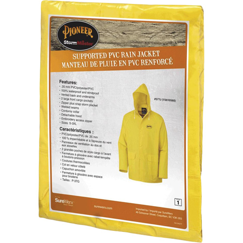 577J Rain Jacket, Polyester/PVC, Small, Yellow Chandler Sales
