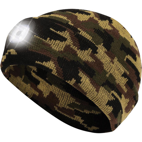 5677 Knit Toque with LED Headlight, Fleece Lining, One Size, Camo Chandler Sales