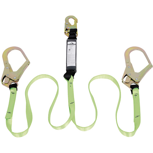 SA-54022-6 Shock Absorbing Lanyard, 6', Rebar Hook Center, Snap Hook Leg Ends, Polyester Chandler Sales