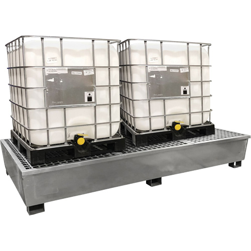 Steel Ultra-Twin IBC Spill Pallet&reg;, 370 US gal. Spill Capacity, 103.8" x 26.8" x 51.1" Chandler Sales