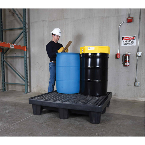 4-Drum Economy Ultra-Spill Pallet&reg;, 66 US gal. Spill Capacity, 53" x 53" x 11.8" Chandler Sales