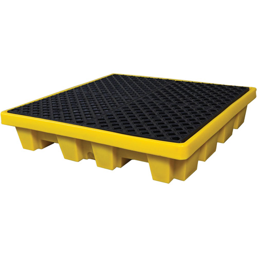 Ultra-Spill Pallet emboitable, 4 barils, Capacit&eacute; de d&eacute;versement 66 gal. US, 51" x 51" x 10" Chandler Sales