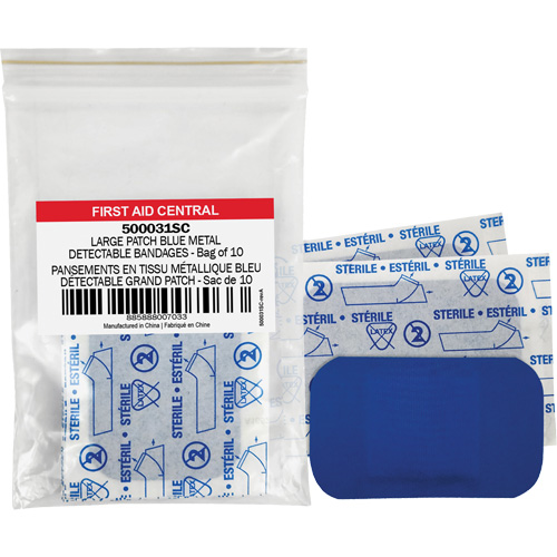 Blue Adhesive Bandages, Rectangular/Square, 3", Fabric Metal Detectable, Non-Sterile Chandler Sales