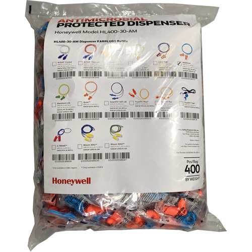 Max-30 Earplugs Refill for HL400 Dispenser, Bulk - Polybag, Corded Chandler Sales