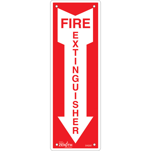 Enseigne Fire Extinguisher, 12" x 4", Aluminium, Anglais avec pictogramme Chandler Sales