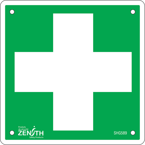 First Aid Sign, 6" x 6", Aluminum, Pictogram Chandler Sales