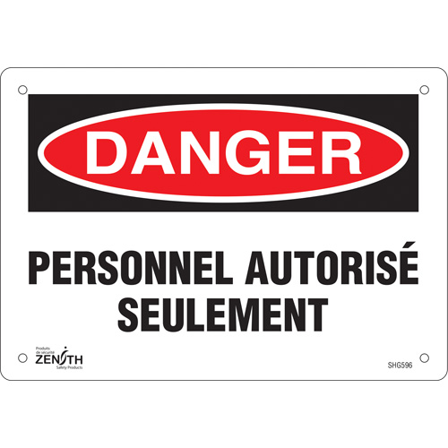Enseigne  Personnel autoris&eacute; seulement , 7" x 10", Plastique, Français Chandler Sales