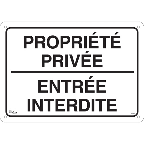 Enseigne  Propri&eacute;t&eacute; priv&eacute;e , 14" x 20", Aluminium, Français Chandler Sales