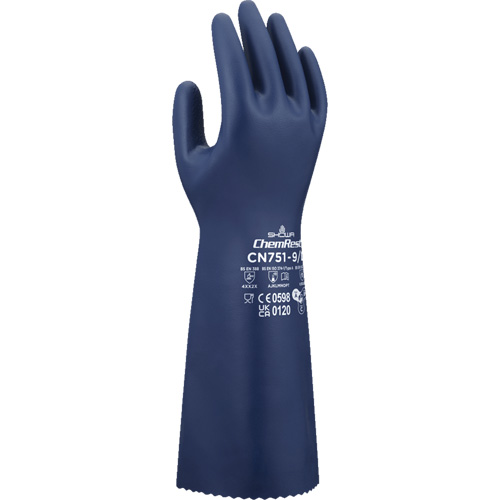 CN751 Chemical-Resistant Gloves, Size Small/7, 15" L, Nitrile, 18-mil Chandler Sales