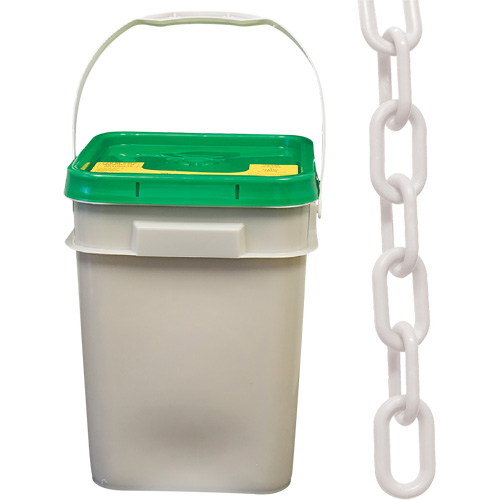 Heavy-Duty Plastic Safety Chain, White, 2" Link, 120' Length Chandler Sales