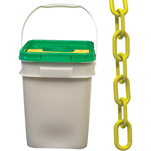 Heavy-Duty Plastic Safety Chain, Yellow, 2" Link, 120' Length Chandler Sales