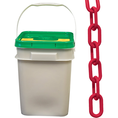 Heavy-Duty Plastic Safety Chain, Red, 2" Link, 120' Length Chandler Sales