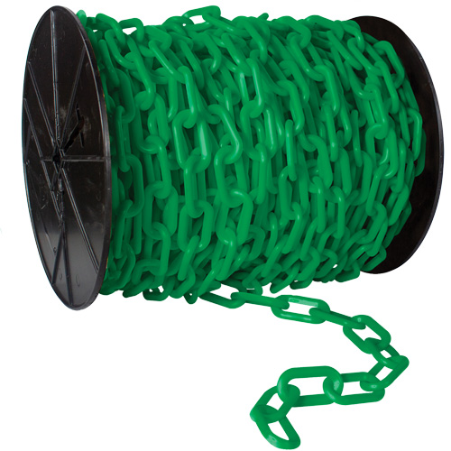 Heavy-Duty Plastic Safety Chain, Yellow, 2" Link, 100' Length Chandler Sales