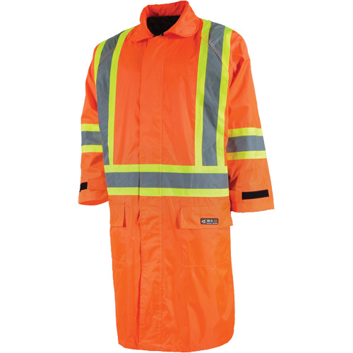 Imperm&eacute;able long avec capuchon amovible, Nylon/PVC, Petit, Orange haute visibilit&eacute; Chandler Sales