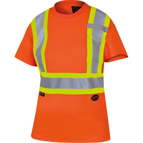 6948 T-shirt de s&eacute;curit&eacute; en il-de-perdrix pour femme, Polyester, T-petit, Orange haute visibilit&eacute; Chandler Sales
