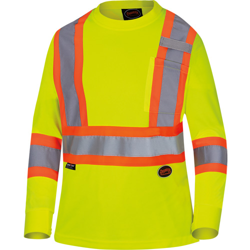 6969 Chandail de s&eacute;curit&eacute; &agrave; manches longues en il-de-perdrix pour femme, Polyester, T-petit, Jaune lime haute visibilit&eacute; Chandler Sales