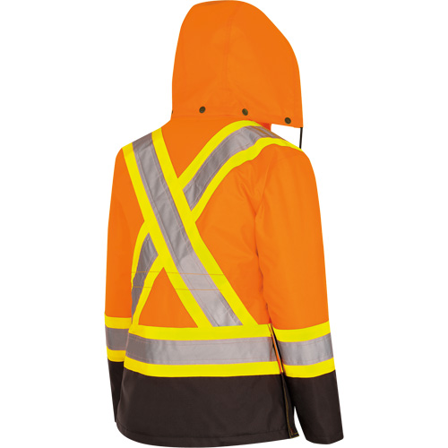 5020BBW Manteau 7 en 1 imperm&eacute;able pour femmes avec capuchon, Polyester/Polyur&eacute;thane, Orange haute visibilit&eacute;, T-petit Chandler Sales