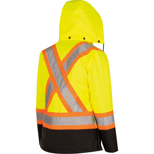 5021BBW Manteau 7 en 1 imperm&eacute;able pour femmes avec capuchon, Polyester/Polyur&eacute;thane, Jaune lime haute visibilit&eacute;, T-petit Chandler Sales