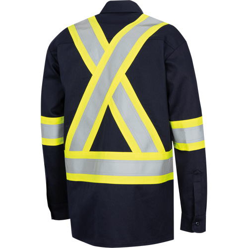 7742SF FR-TECH&reg; High-Visibility 88/12 Arc-Rated Safety Shirt, Small, Navy Blue Chandler Sales