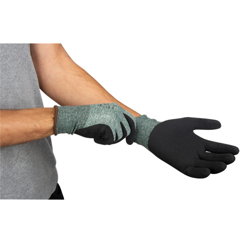 Eco-Friendly Crinkle Grip Coated Gloves, 10, Foam Latex Coating, 15 Gauge, Nylon/RPET Shell Chandler Sales