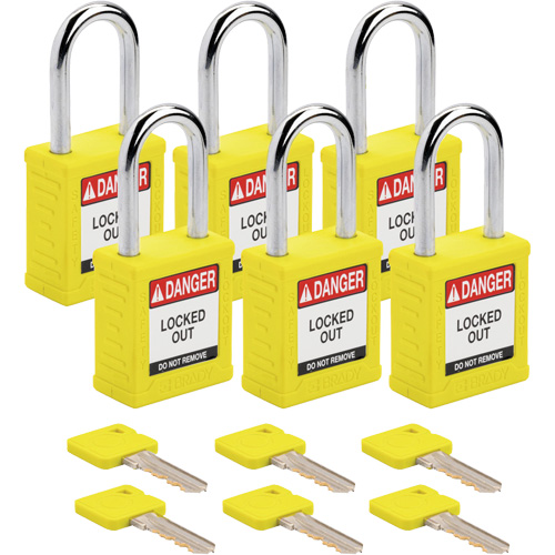 Cadenas de verrouillage Velocity, Jaune, Cl&eacute;s identiques, Nylon, Largeur de 1-1/2" Chandler Sales