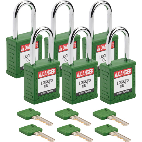Velocity Lockout Padlocks, Green, Keyed Different, Nylon, 1-1/2" Width Chandler Sales