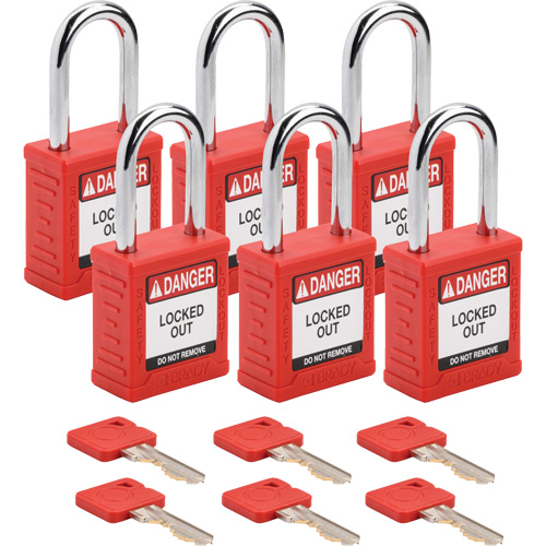 Cadenas de verrouillage Velocity, Rouge, Cl&eacute;s identiques, Nylon, Largeur de 1-1/2" Chandler Sales