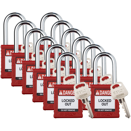 Cadenas de verrouillage Velocity, Rouge, Cl&eacute;s diff&eacute;rentes, Nylon, Largeur de 1-1/2" Chandler Sales