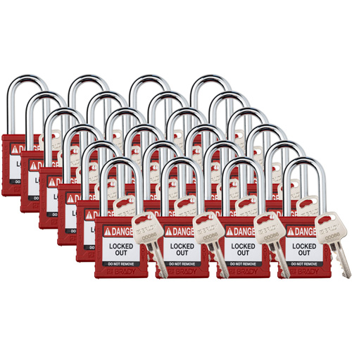 Cadenas de verrouillage Velocity, Rouge, Cl&eacute;s diff&eacute;rentes, Nylon, Largeur de 1-1/2" Chandler Sales