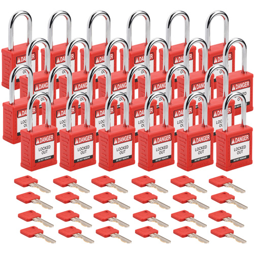 Cadenas de verrouillage Velocity, Rouge, Cl&eacute;s identiques, Nylon, Largeur de 1-1/2" Chandler Sales