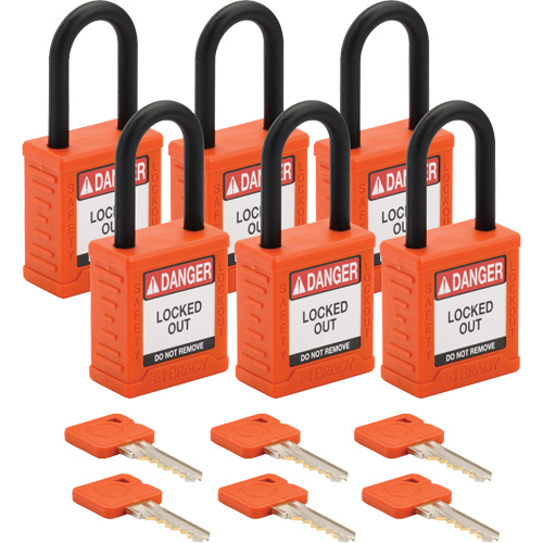 Cadenas de verrouillage Velocity, Orange, Cl&eacute;s diff&eacute;rentes, Nylon, Largeur de 1-1/2" Chandler Sales