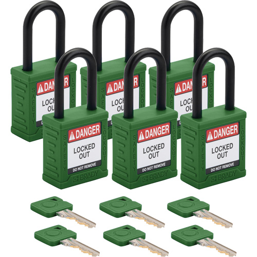 Cadenas de verrouillage Velocity, Vert, Cl&eacute;s diff&eacute;rentes, Nylon, Largeur de 1-1/2" Chandler Sales