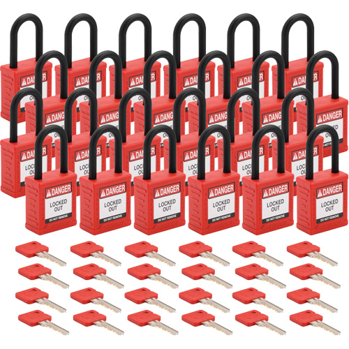 Cadenas de verrouillage Velocity, Rouge, Cl&eacute;s diff&eacute;rentes, Nylon, Largeur de 1-1/2" Chandler Sales