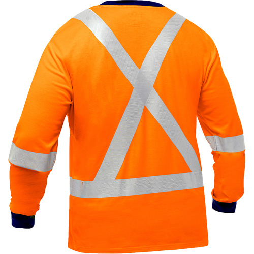 Bisley&reg; X-Back Long Sleeve Shirt, Poly-Cotton, Small, High Visibility Orange Chandler Sales