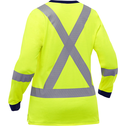 Chemise &agrave; manches longues et X au dos Bisley pour femmes, Poly-coton, Petit, Jaune lime haute visibilit&eacute; Chandler Sales