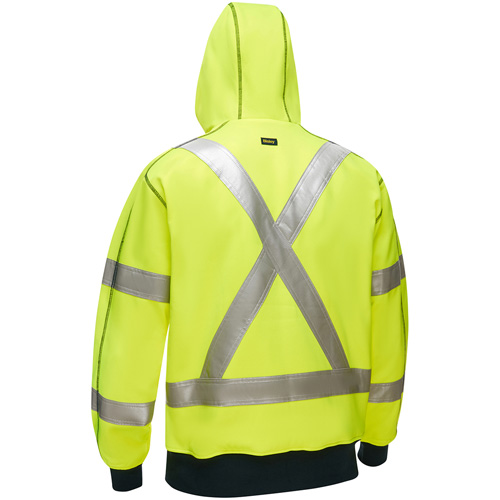 Coton ouat&eacute; doubl&eacute; de sherpa avec capuchon &agrave; fermeture &eacute;clair compl&egrave;te et X au dos Bisley, Petit, Jaune lime haute visibilit&eacute; Chandler Sales
