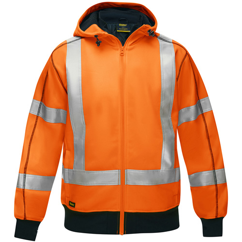 Bisley&reg; X-Back Full Zip Hooded Sweatshirt with Sherpa Lining, Large, High Visibility Orange Chandler Sales