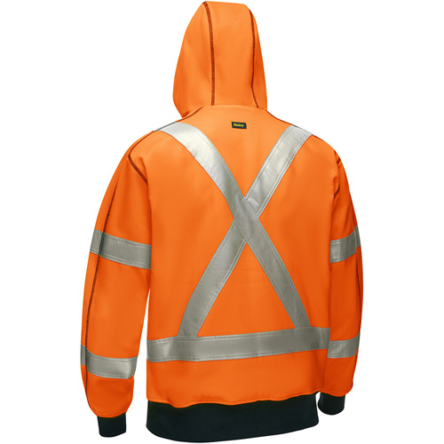 Bisley&reg; X-Back Full Zip Hooded Sweatshirt with Sherpa Lining, Large, High Visibility Orange Chandler Sales
