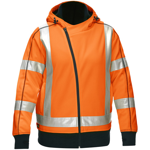 Bisley&reg; X-Back Women's Contoured Full Zip Hooded Sweatshirt with Sherpa Lining, X-Large, High Visibility Orange Chandler Sales
