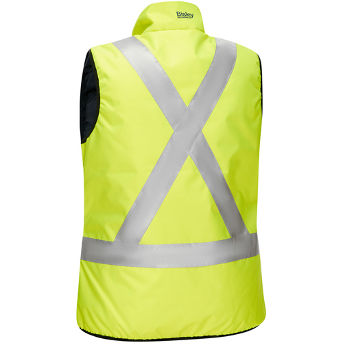 Bisley&reg; X-Back Women's Contoured Reversible Puffer Vest, High Visibility Lime-Yellow, 2X-Large, Polyester Chandler Sales