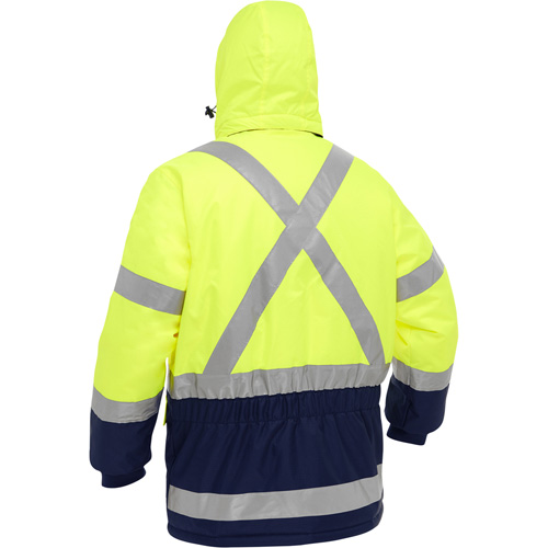 Bisley&reg; X-Back Extreme Cold Jacket with Navy Bottom, Polyester, High Visibility Lime-Yellow, 2X-Large Chandler Sales