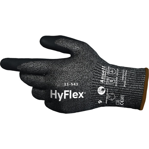 Gants r&eacute;sistants &agrave; la coupe HYFLEX 11-543, Taille 6, Calibre 13, Rev&ecirc;tement Nitrile, Enveloppe en Nylon/Acier inoxydable/PEHP/Spandex, ASTM ANSI niveau A7/EN 388 niveau F Chandler Sales