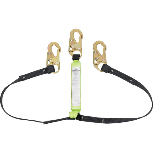 SA-64000-4 Shock Absorbing Lanyard, 4', Snap Hook Center, Snap Hook Leg Ends, Polyester Chandler Sales
