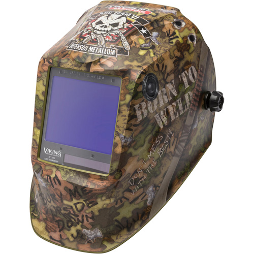VIKING 3350 Born To Weld Welding Helmet, 3.74" L x 3.34" W View Area, 5 - 13 Shade Range Chandler Sales