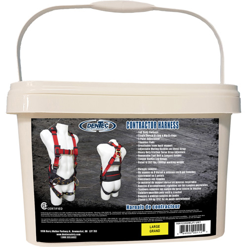 Contractor Safety Harness in Pail, CSA Certified, Class AP, Large, 352 lbs. Cap. Chandler Sales