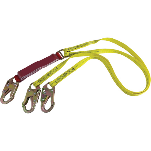 External Energy Absorber Lanyard with 3/4" Hooks, 6', Snap Hook Center, Snap Hook Leg Ends, Polyester Chandler Sales